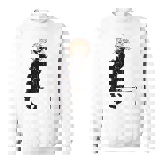 Black Cat Halloween Cat Lovers Black Scary Cat Sweatshirt - Thegiftio UK