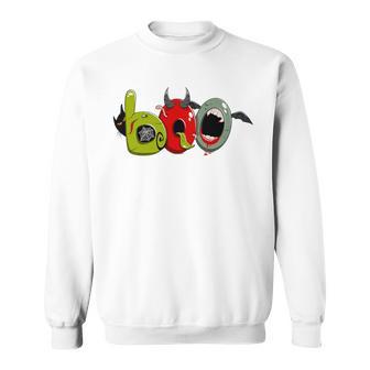 Boo Halloween Costume Spiders Ghosts Bats & Cat Premium Sweatshirt - Monsterry