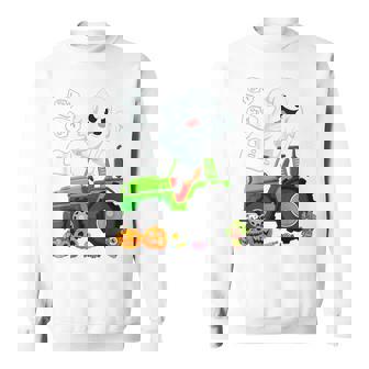 Boo Halloween Boo Ghost Riding Tractor Carved Pumpkins Sweatshirt | Seseable UK