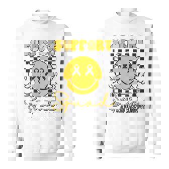 Childhood Cancer Awareness Smile Face Gold Ribbon Support Sweatshirt - Thegiftio UK