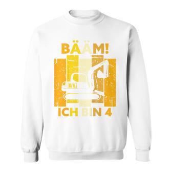 Children's Bäm Ich Bin 4 4 Jahre Boys 4Th Birthday Digger Sweatshirt - Seseable