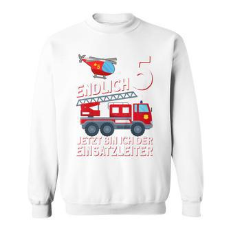 Children's Fireman Endlich 5 Jetzt Bin Ich Einsatzeiteiteiter 80 Sweatshirt - Seseable