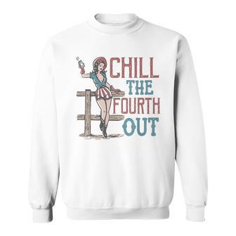 Chill The Fourth Out Retro Western Cowboy 4Th Of July Sweatshirt - Monsterry DE