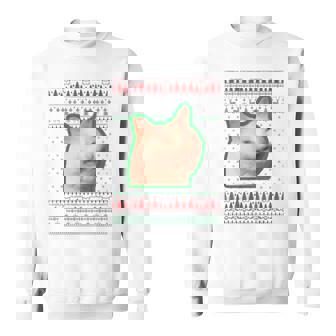 Confused Laughing Cat Dank Meme Blep Mlem Christmas Sweater Sweatshirt - Monsterry