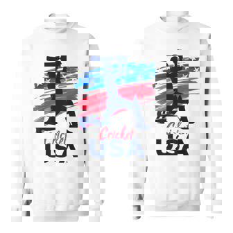 Cricket Support Team Flag Usa Batsman Bowler American Sweatshirt - Monsterry