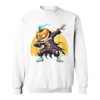 Dabbing Skeleton Headless Pumpkin Dab Dance Boys Halloween Sweatshirt - Thegiftio UK