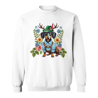 Dachshund Lederhosen Und Trachtenhemd Trachten Ersatz Bavarian Sweatshirt - Geschenkecke