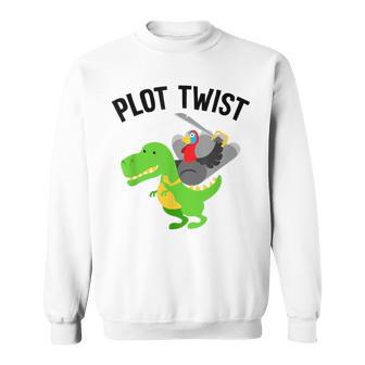 Dinosaur Thanksgiving Turkey Riding A Dino Tyrannosaurus Rex Sweatshirt - Monsterry