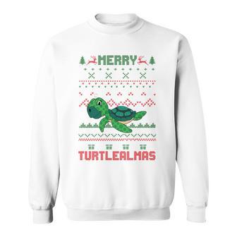 Merry Ugly Christmas Sweater Turtle Cute Santa Hat Sweatshirt - Thegiftio UK