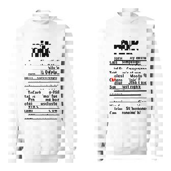 Milk Thanksgiving Ingredients Sides Nutrition Facts Sweatshirt - Monsterry