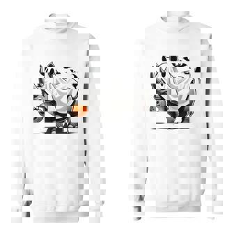 Rhino Ghost Halloween Costume Rhinoceros Jackolantern Sweatshirt - Seseable