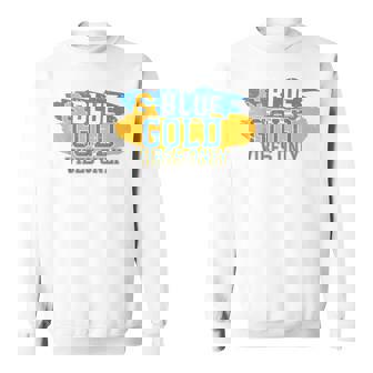 On Gameday Football We Wear Blue And Gold School Spirit Sweatshirt - Thegiftio UK