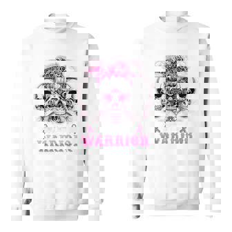 Halloween Fight Like A Warrior Sugar Skull Breast Cancer Sweatshirt - Thegiftio UK