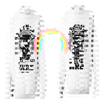 Hang In There It Gets Worse Toon Cat Dark Humor Sweatshirt - Monsterry