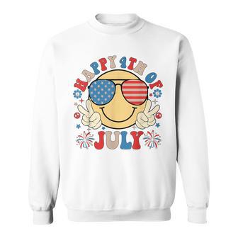 Happy 4Th Of July Hippie Smile Face Fourth Of July Sweatshirt | Seseable UK