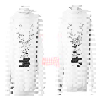 Hipster Deer Buffalo Plaid Christmas Holiday T Shirt Sweatshirt - Monsterry