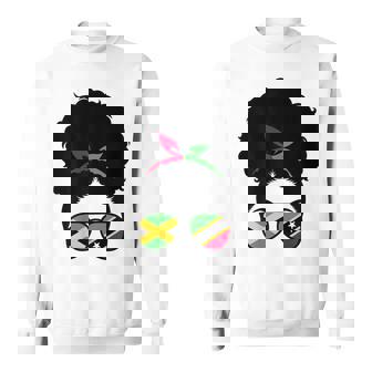 Jamaica And St Kitts Mix Afro Bun Half Kittitian Jamaican Sweatshirt - Thegiftio UK