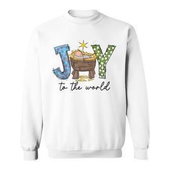 Joy To The World Baby Jesus Christmas Nativity Scene Sweatshirt - Thegiftio UK