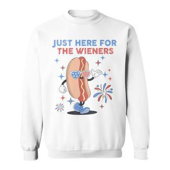 Just Here For The Wieners 4Th Of July Hot Dog Retro Sweatshirt - Monsterry AU