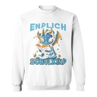 Kinder Endlich Schulkind Drache Buch Lesen 2024 Einschulung Drachen Sweatshirt - Geschenkecke