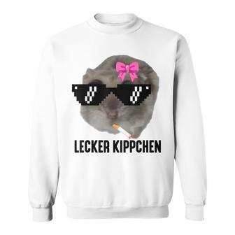 Lecker Kippchen X Sad Hamster Meme Kippe Zigarette Smoking Sweatshirt - Geschenkecke