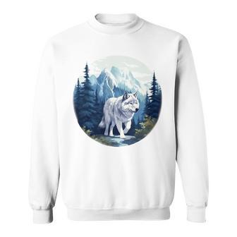 Lone Wolf Überlebt Die Berg-Silhouette-Kunst Sweatshirt - Geschenkecke