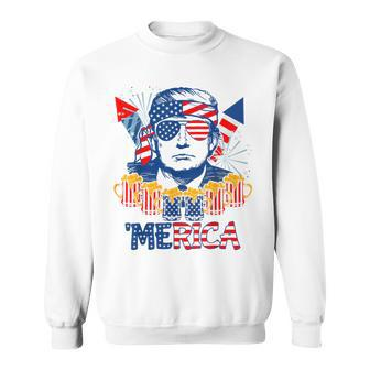 'Merica Trump Drink Beer 4Th Of July American Flag Fireworks Sweatshirt - Monsterry CA