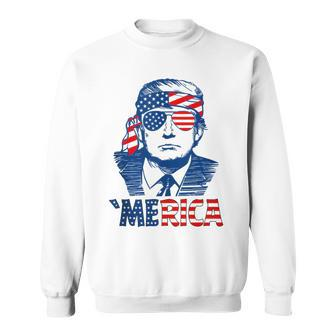'Merica Trump Happy 4Th Of July Trump Patriot American Flag Sweatshirt - Monsterry DE
