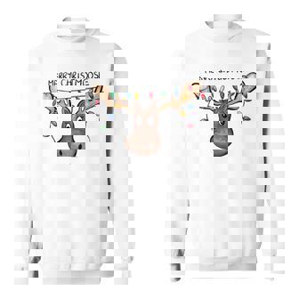 Merry Christmoose Christmas Moose Xmas Lover Holiday Lights Sweatshirt | Seseable UK