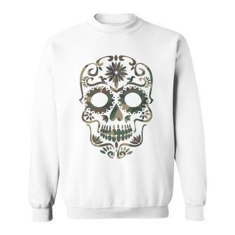 Military Camouflage Camo Dia De Los Muertos Sugar Skull Sweatshirt - Geschenkecke