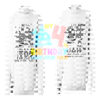 Niños My 4Th Birthday Diseño De Tiburón Para Niños Camisa de entrenamiento - Regaloses