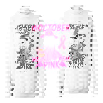 In October We Wear Pink Breast Cancer Awareness Ghost Sweatshirt | Mazezy