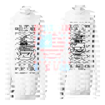 Party In The Usa Usa Flag Smile Face For 4Th Of July Sweatshirt - Monsterry