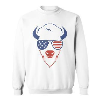 Patriotic Bison 4Th Of July Usa American Flag Fourth Of July Sweatshirt - Monsterry CA