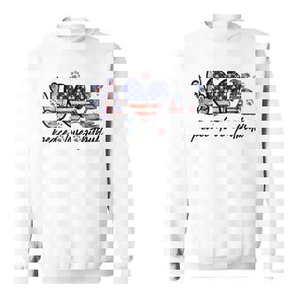 Peace Love Pitbull 4Th Of July American Flag Usa Sweatshirt - Monsterry