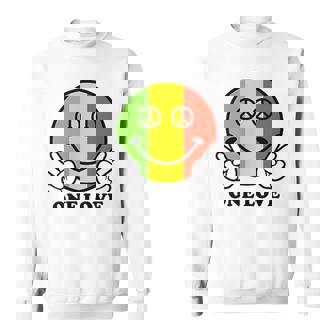 Peace One Love Rasta Reggae Cara Feliz Rastafari Sonrisa Cara Camisa de entrenamiento - Regaloses