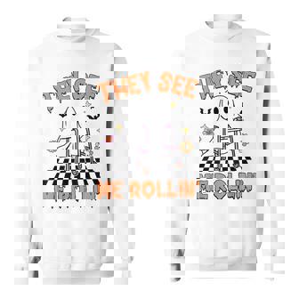 Physical Therapy Halloween They See Me Rolling Spooky Pt Pta Sweatshirt | Mazezy