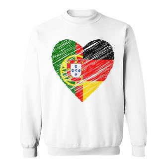 Portugal Germany Heart Germany Flag Portuguese Flag Heart Blue Sweatshirt - Seseable