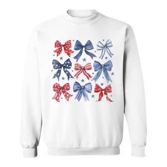 Retro 4Th Of July Coquette Bows American Flag Usa Patriotic Sweatshirt - Monsterry