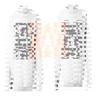 Retro Checkered Gingerbread Man Distressed Christmas Pajamas Sweatshirt | Mazezy