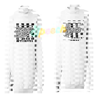 Retro Checkered Speech Therapy Squad Slp Speech Pathologist Sweatshirt - Monsterry
