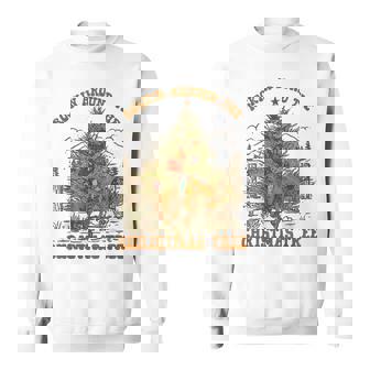 Retro Rockin Around The Christmas Tree Bronco Cowboy Rodeo Sweatshirt - Monsterry