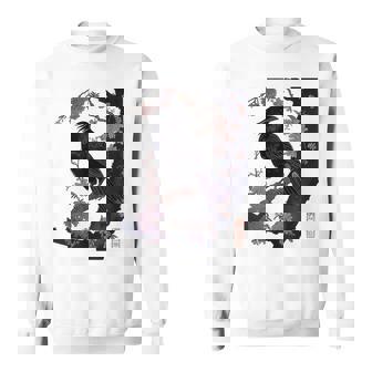 S Estampadas En Madera Con Diseño De Cuervo Y Flor De Cerezo Japonés Camisa de entrenamiento - Regaloses