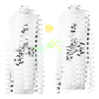 Skeleton Dirt Bike Halloween Pumpkin Motocross Biker Sweatshirt - Monsterry