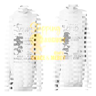 Stepping Into My August Birthday With Gods Grace And Mercy Sweatshirt - Thegiftio UK