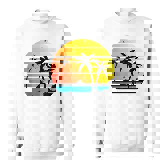 Sunset Coconut Palm Trees Summer Vibes Retro Tropical Summer Sweatshirt - Thegiftio UK
