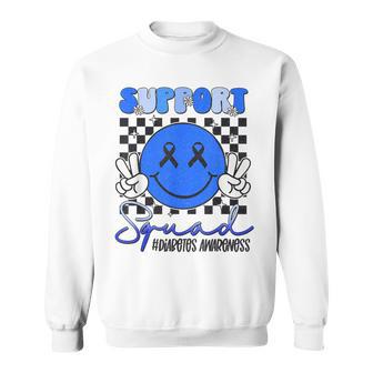 Support Squad Diabetes Awareness Blue Smile Face T1d Type 1 Sweatshirt - Thegiftio UK