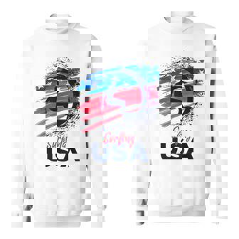 Surfing Usa Support The Team Usa Flag Surf Lover Sweatshirt - Monsterry
