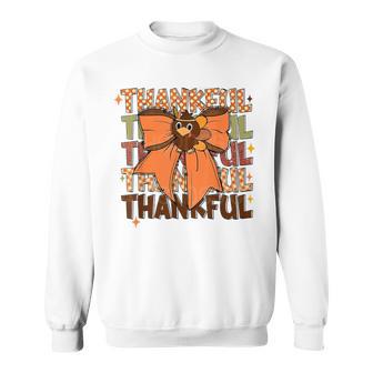 Thanksgiving Bow Thanksgiving Turkey Trendy Fall Sweatshirt - Monsterry