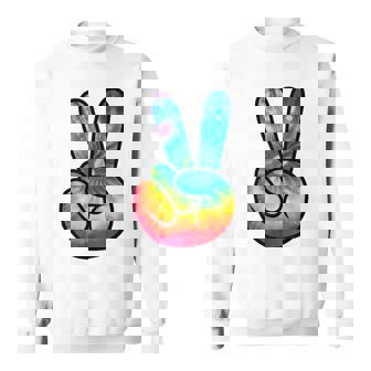 Tie-Dye Signe De La Paix Signe De La Main Deictoire Hippie Années 80 Rétro Sweater e - Cadeauxyz